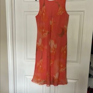Elegant Coral Floral Dress